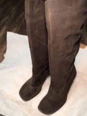 Zara Dark Brown Over-the-Knee Suede Boots